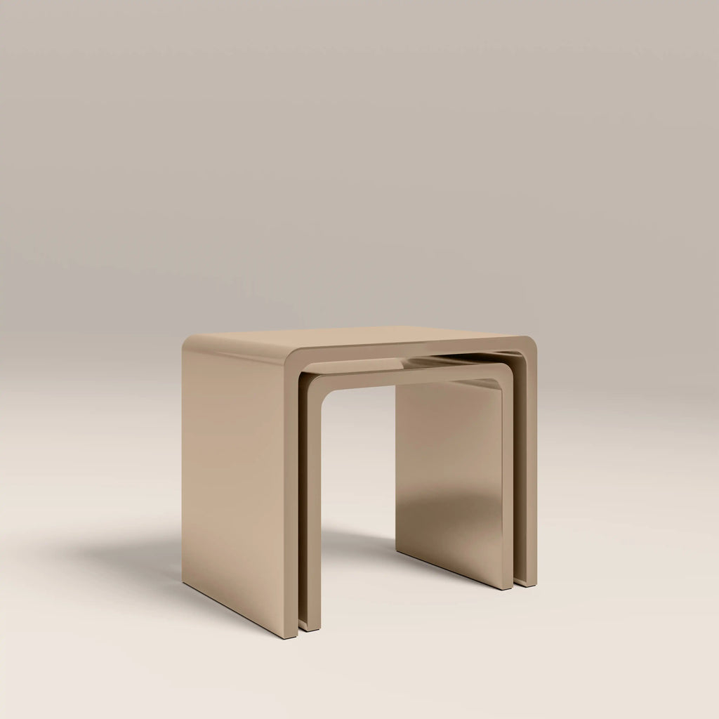 Barney Set of 2 Rectangle Nesting Side Tables | High Gloss Taupe