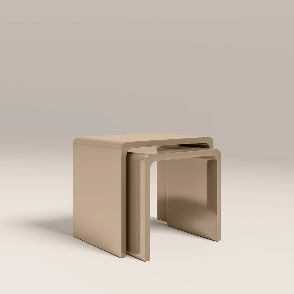 Barney Set of 2 Rectangle Nesting Side Tables | High Gloss Taupe