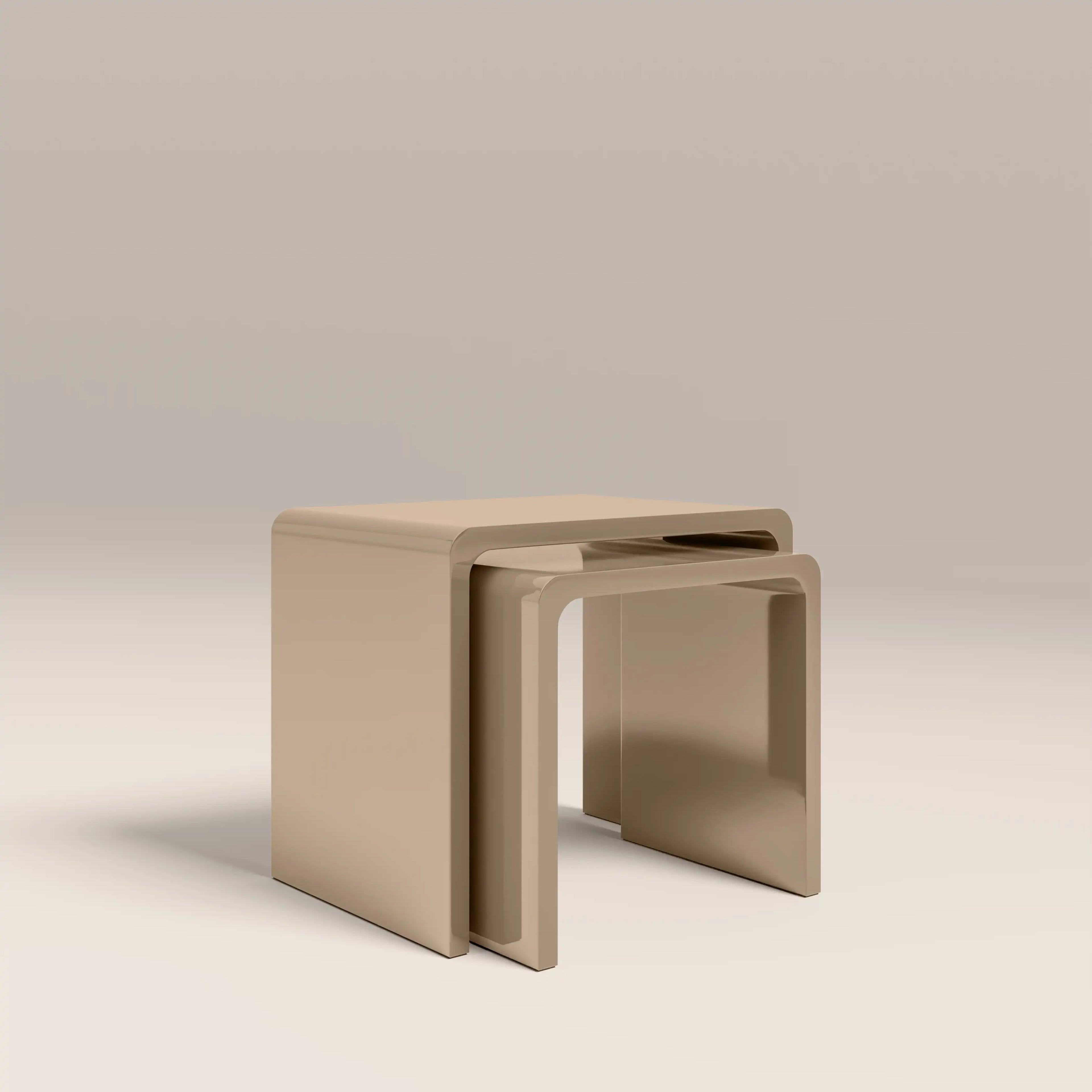 Barney Set of 2 Rectangle Nesting Side Tables | High Gloss Taupe