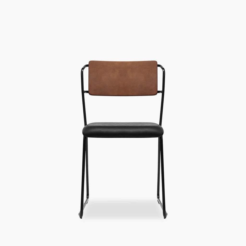 Kensal Stackable Dining Chair | Vintage Black Faux Leather & Black