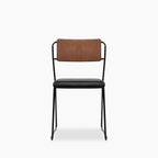 Kensal Stackable Dining Chair | Vintage Black Faux Leather & Black
