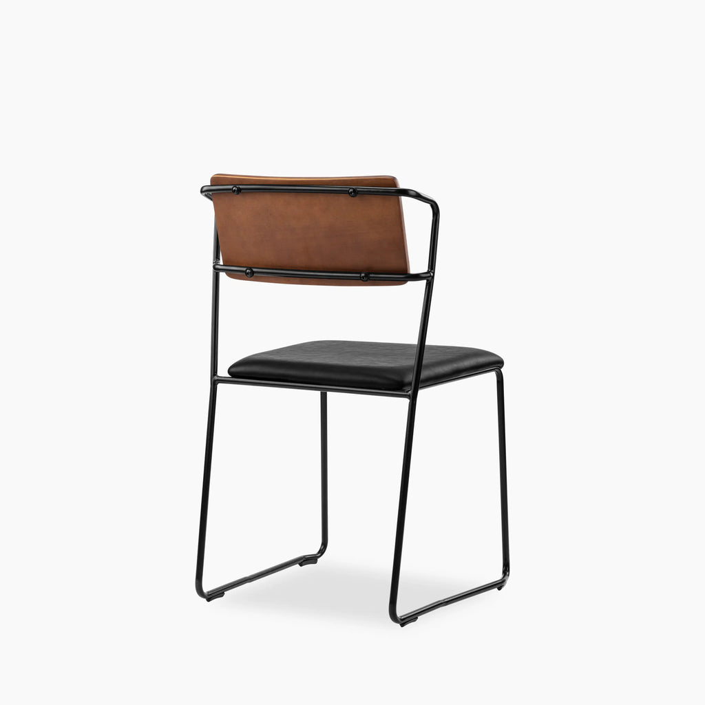 Kensal Stackable Dining Chair | Vintage Black Faux Leather & Black