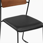 Kensal Stackable Dining Chair | Vintage Black Faux Leather & Black