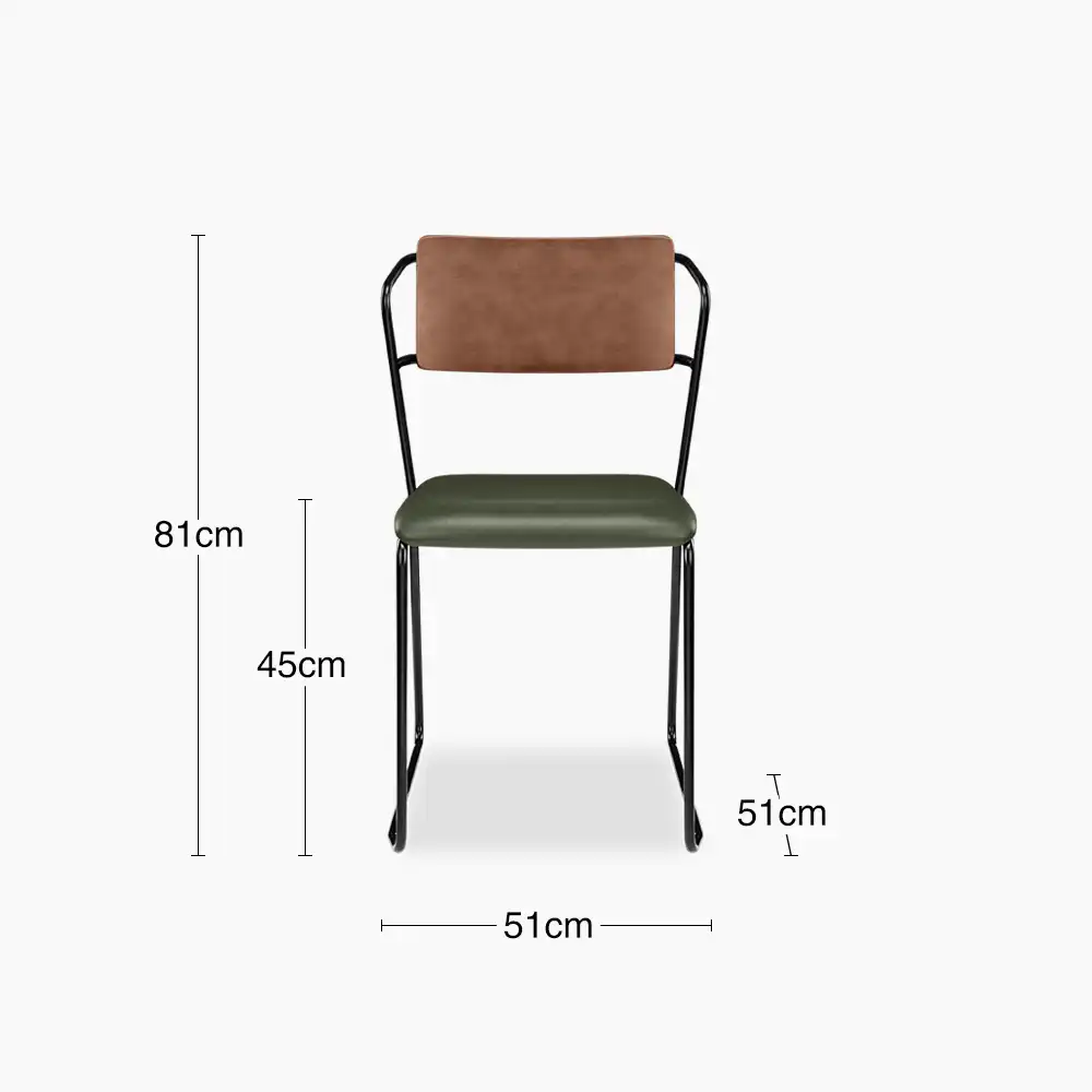 Kensal Stackable Dining Chair | Vintage Green Faux Leather & Black