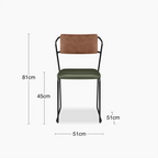 Kensal Stackable Dining Chair | Vintage Green Faux Leather & Black