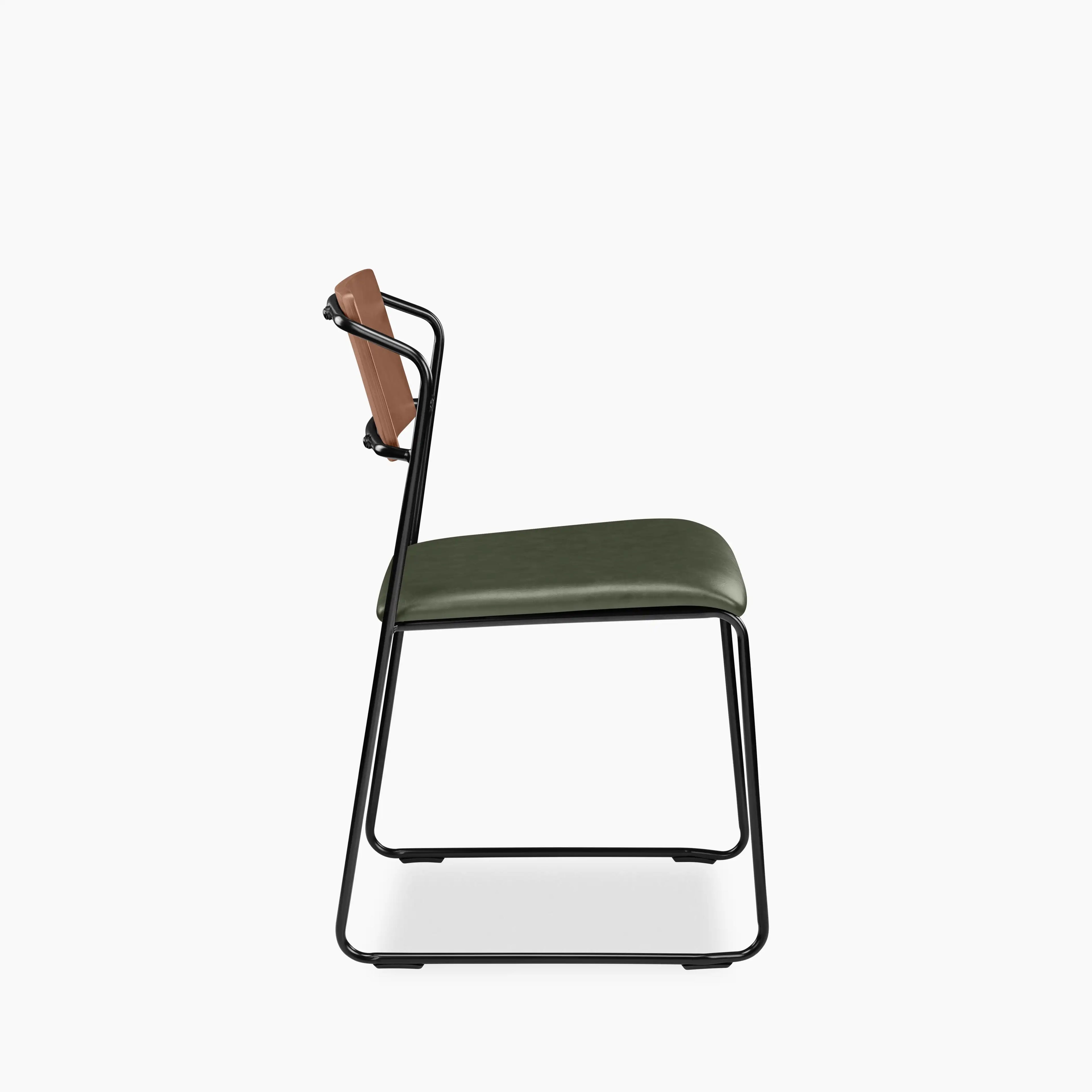 Kensal Stackable Dining Chair | Vintage Green Faux Leather & Black