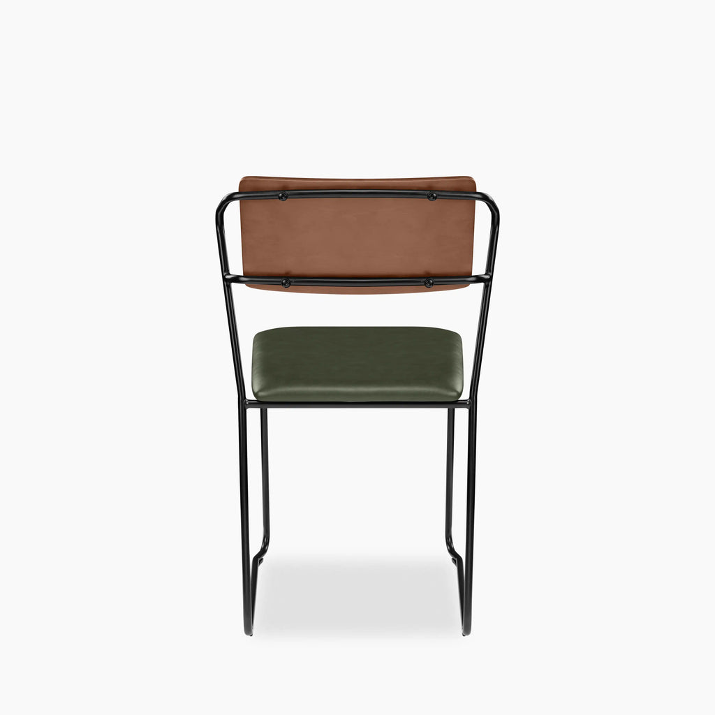 Kensal Stackable Dining Chair | Vintage Green Faux Leather & Black