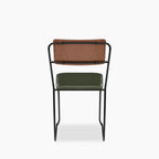 Kensal Stackable Dining Chair | Vintage Green Faux Leather & Black