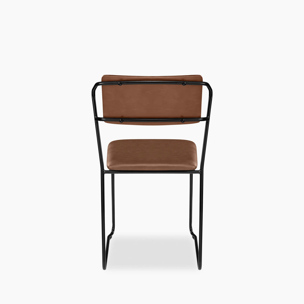 Kensal Stackable Dining Chair | Vintage Tan Faux Leather & Black