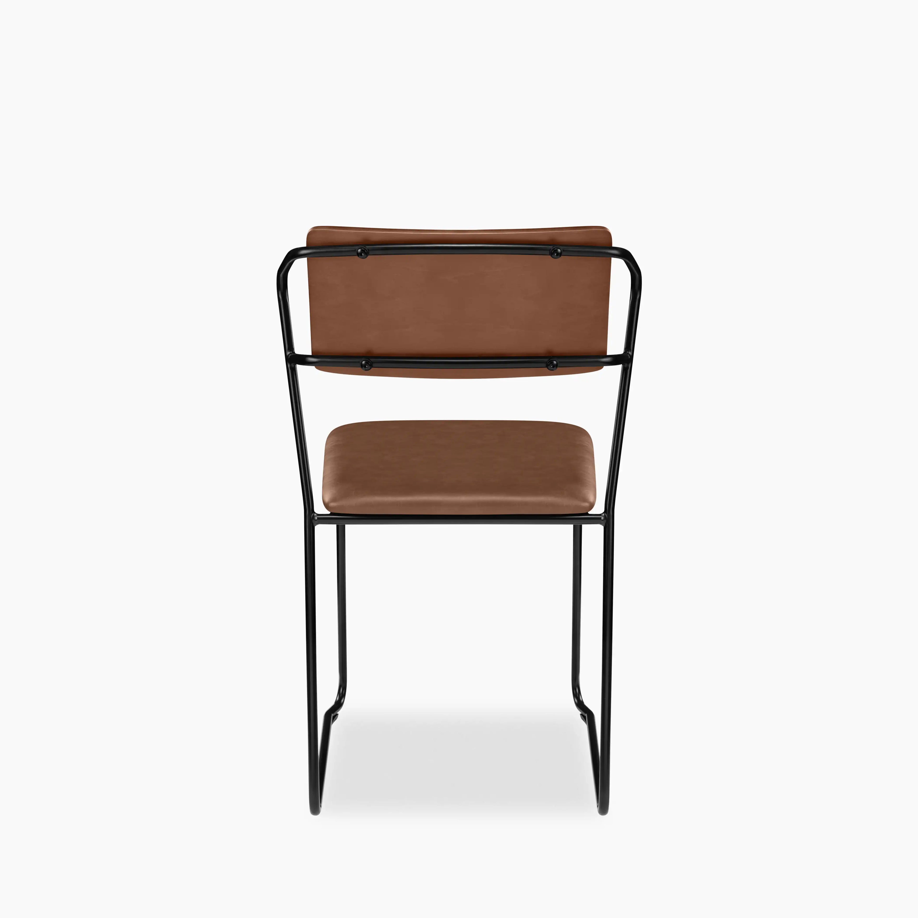 Kensal Stackable Dining Chair | Vintage Tan Faux Leather & Black