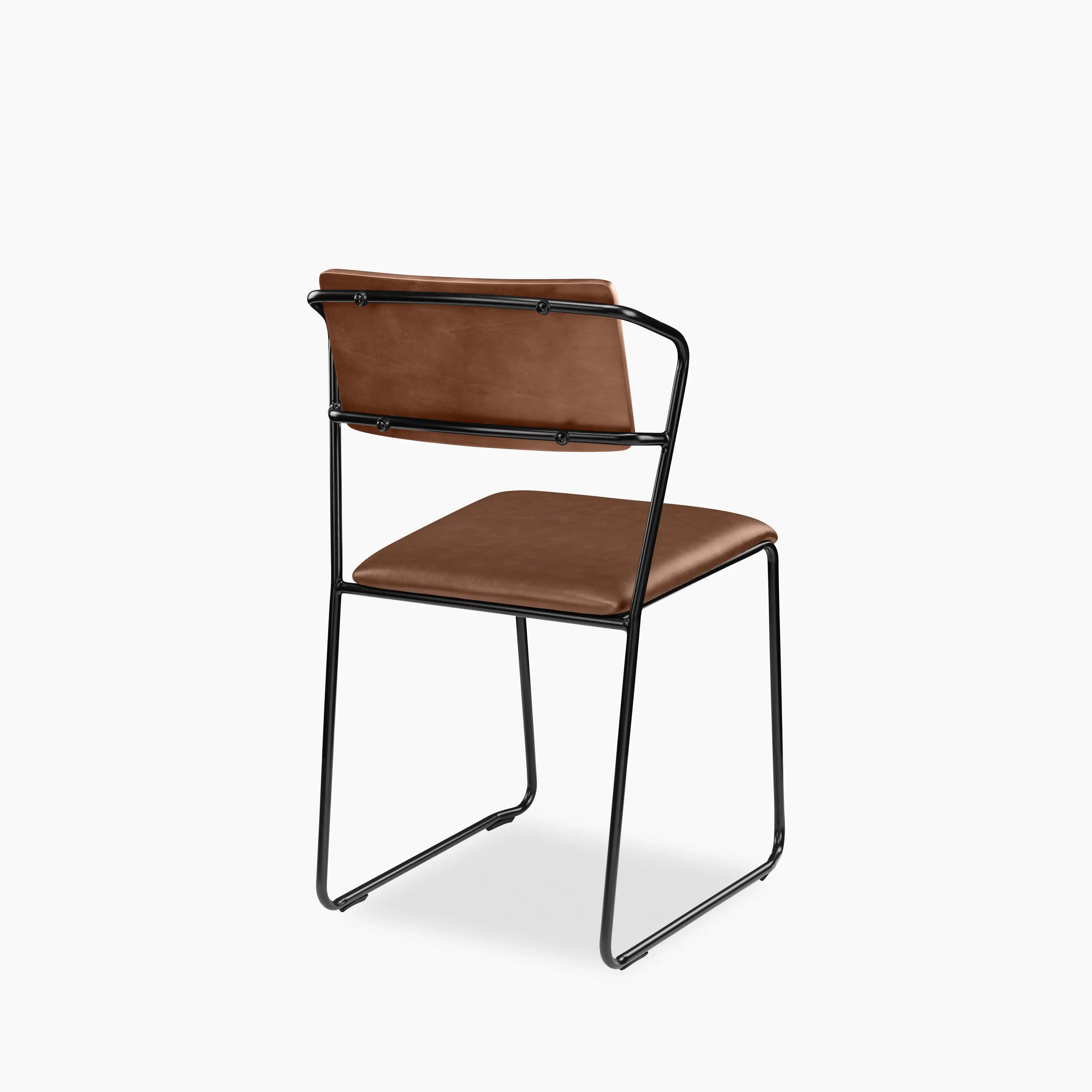 Kensal Stackable Dining Chair | Vintage Tan Faux Leather & Black