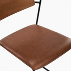 Kensal Stackable Dining Chair | Vintage Tan Faux Leather & Black