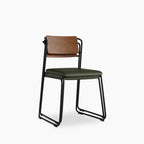 Kensal Stackable Dining Chair | Vintage Green Faux Leather & Black