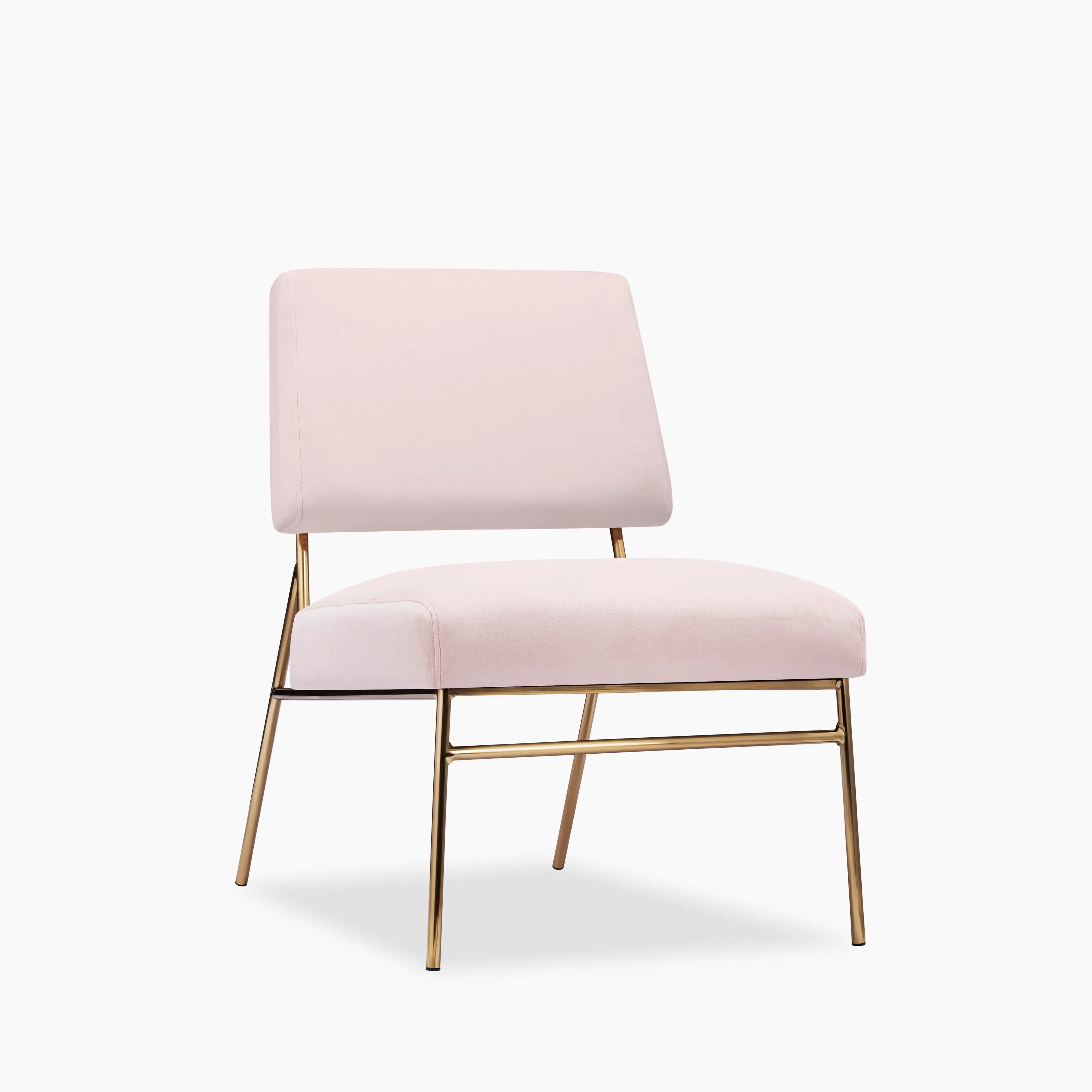Holly Accent Chair | Light Pink Velvet & Brass