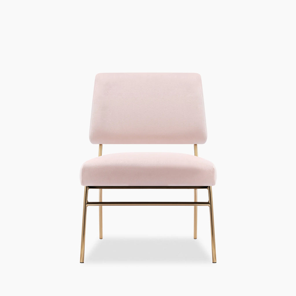 Holly Accent Chair | Light Pink Velvet & Brass