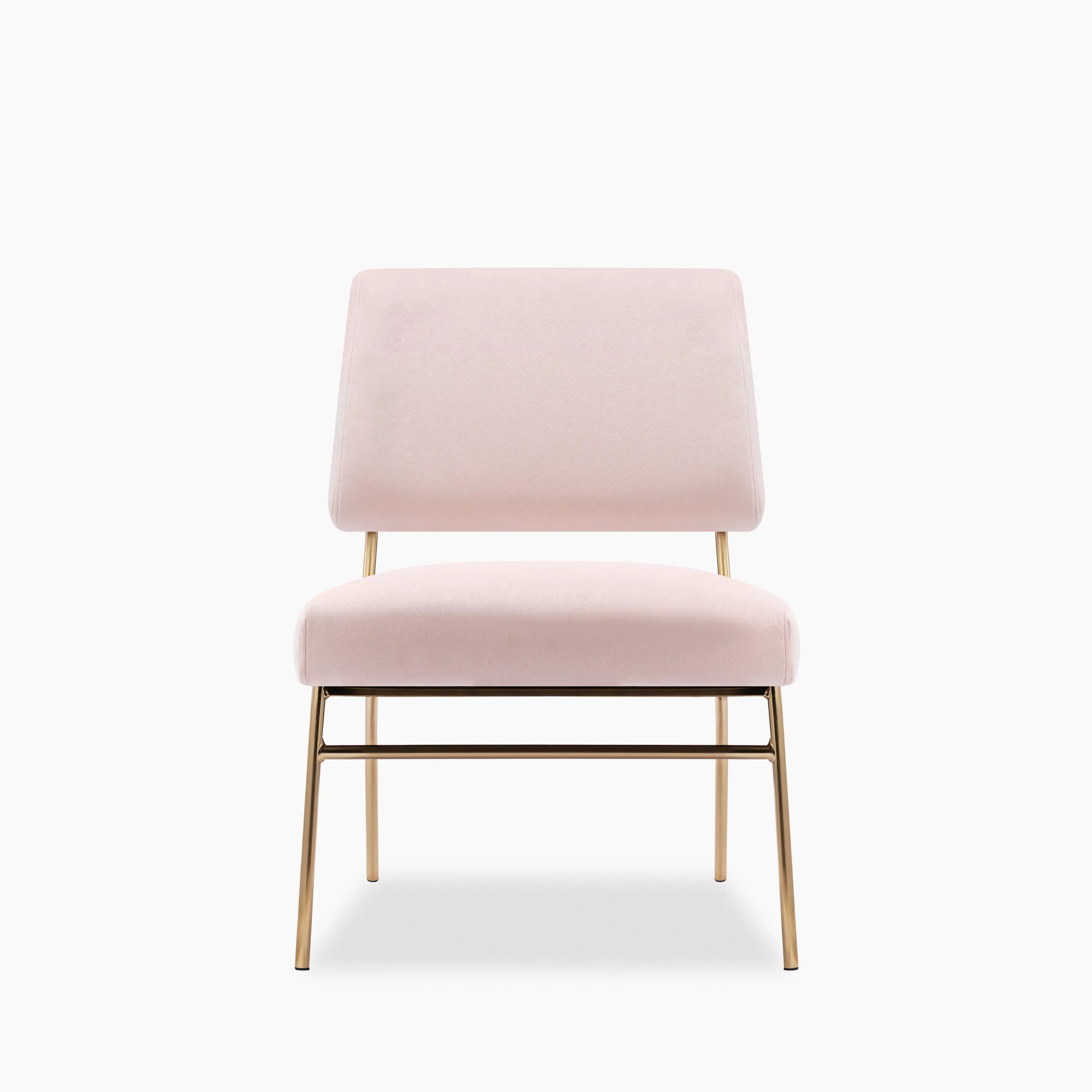 Holly Accent Chair | Light Pink Velvet & Brass