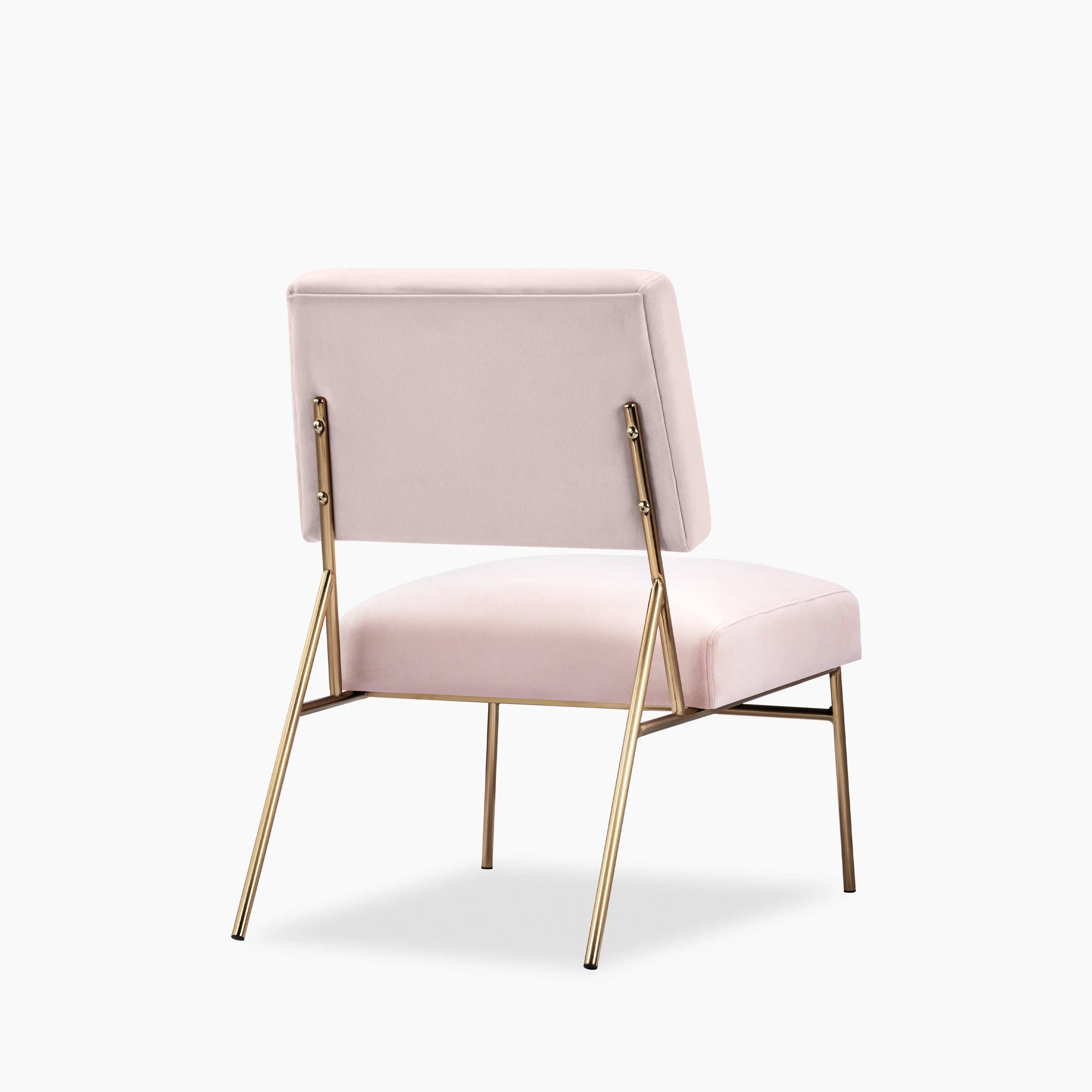 Holly Accent Chair | Light Pink Velvet & Brass