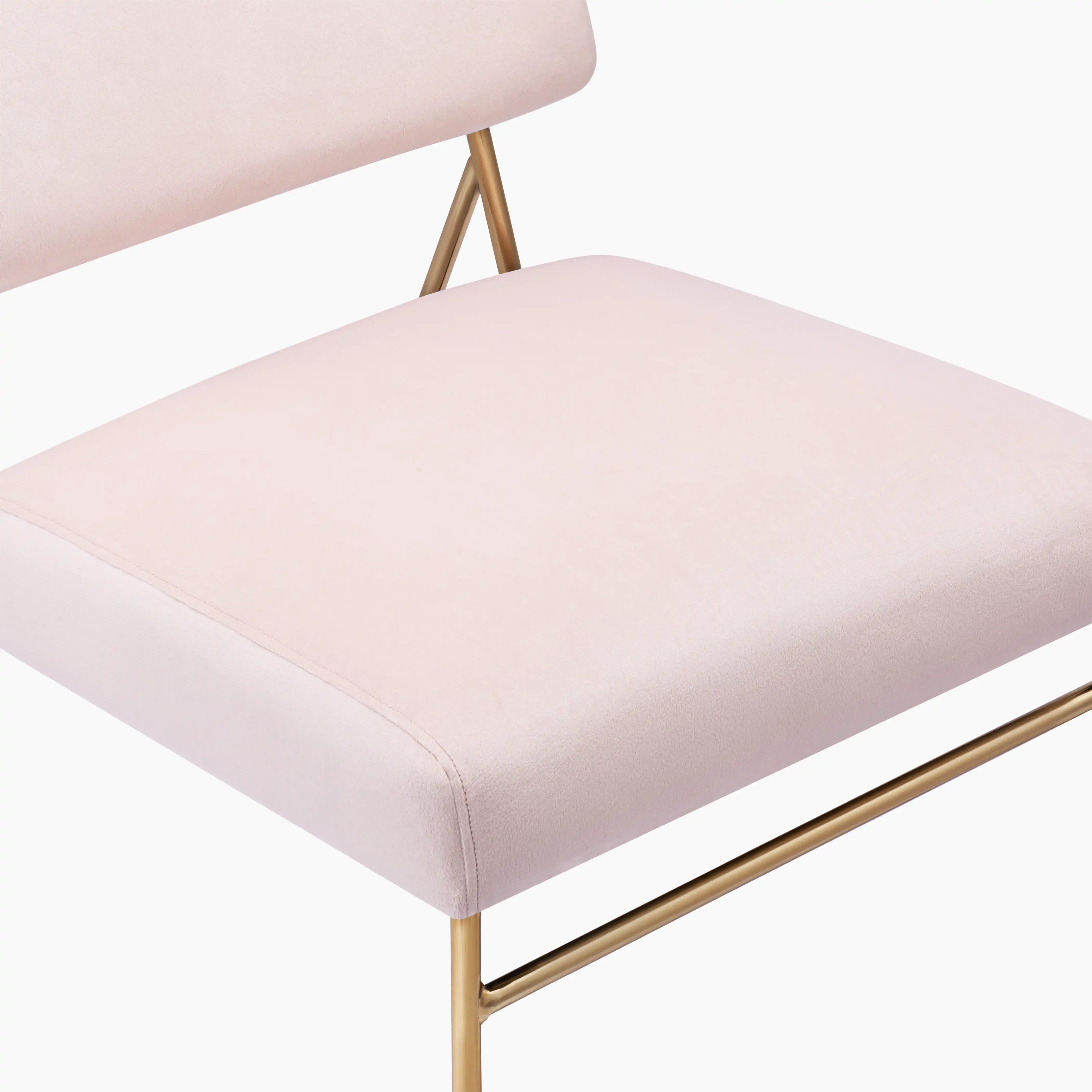 Holly Accent Chair | Light Pink Velvet & Brass