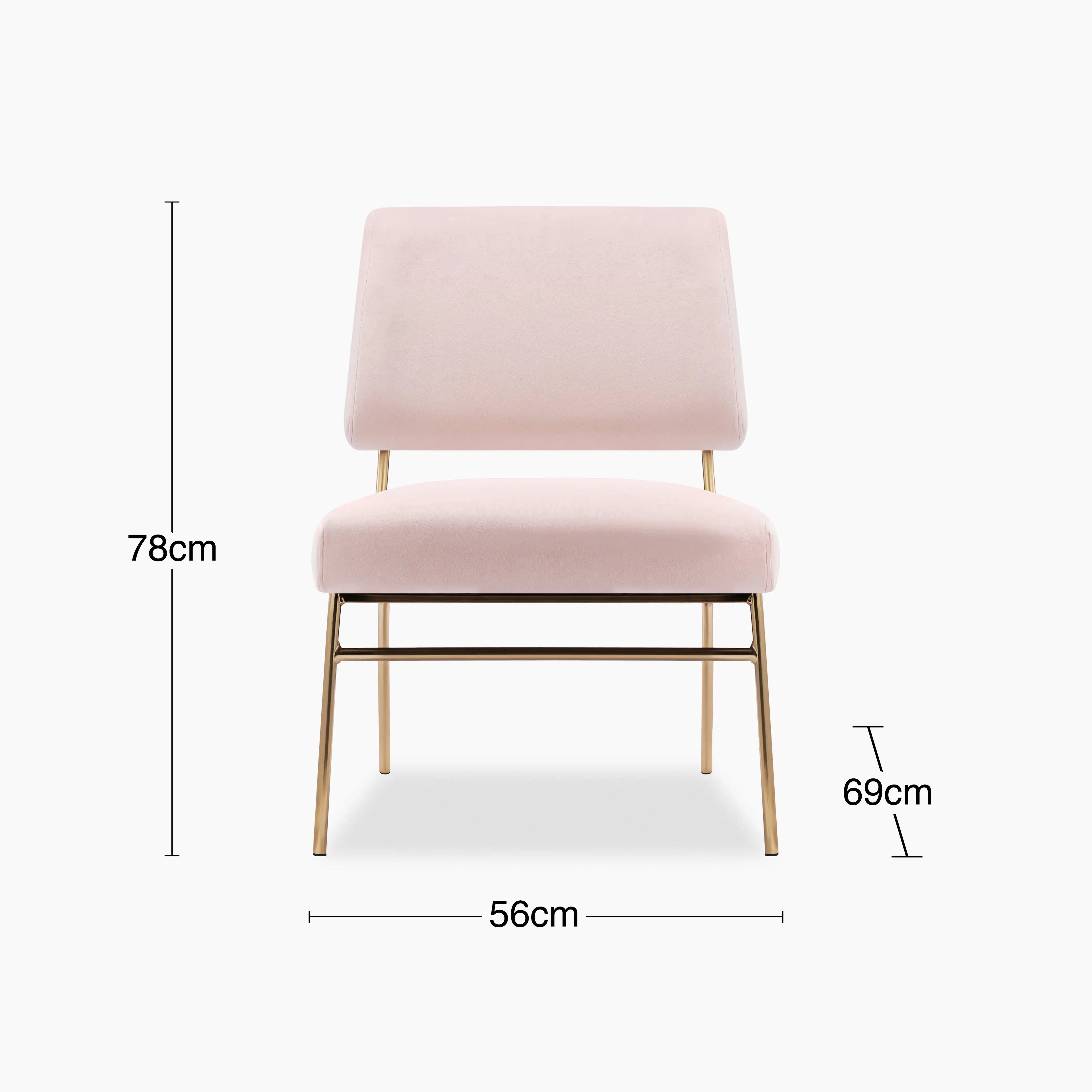 Holly Accent Chair | Light Pink Velvet & Brass