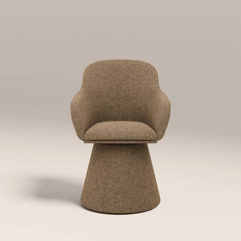 Herman Swivel Carver Dining Chair | Speckled Cappuccino Boucle