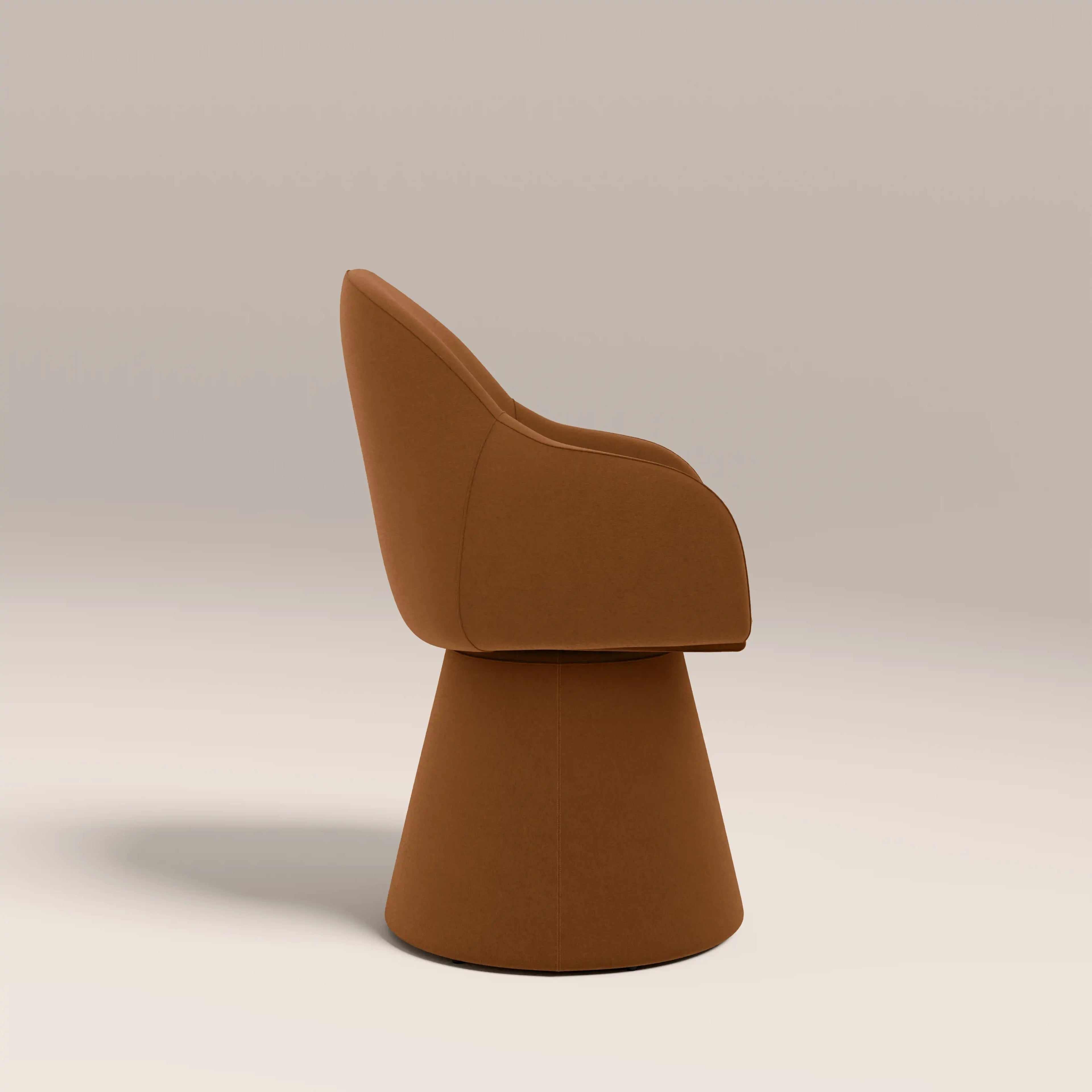 Herman Swivel Carver Dining Chair | Caramel Brown Sustainable Mohair Velvet