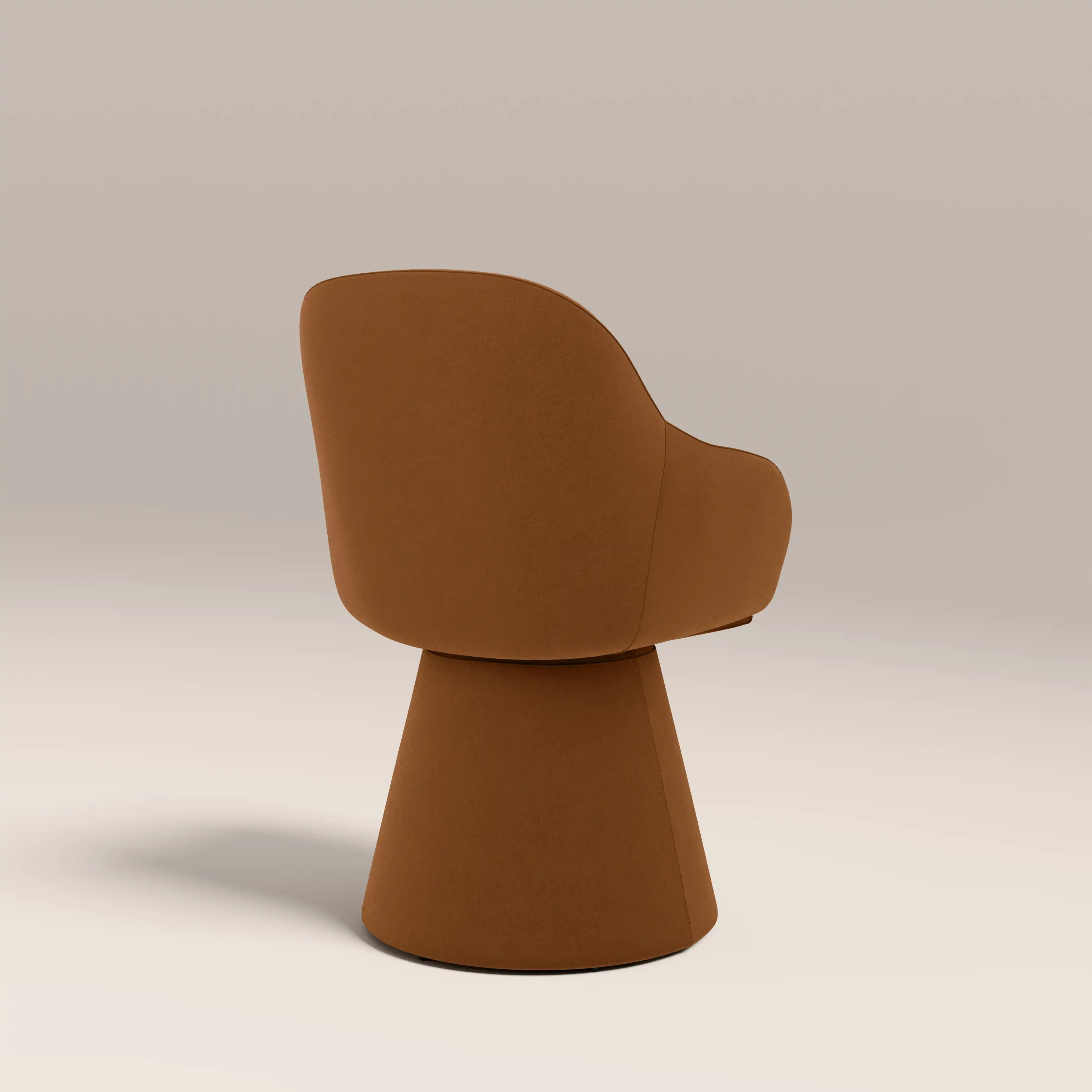 Herman Swivel Carver Dining Chair | Caramel Brown Sustainable Mohair Velvet
