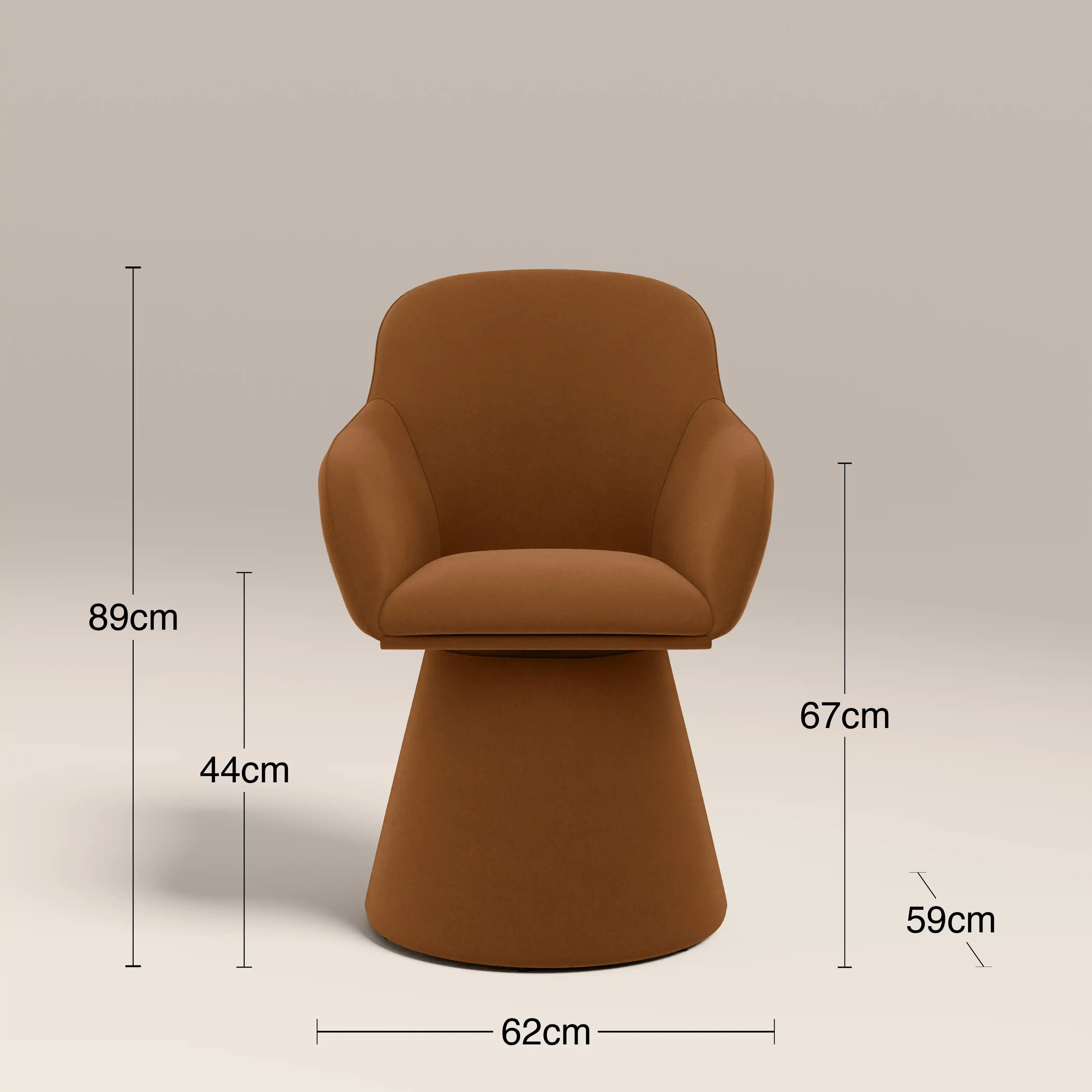 Herman Swivel Carver Dining Chair | Caramel Brown Sustainable Mohair Velvet