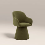 Herman Swivel Carver Dining Chair | Moss Green Sustainable Mohair Velvet