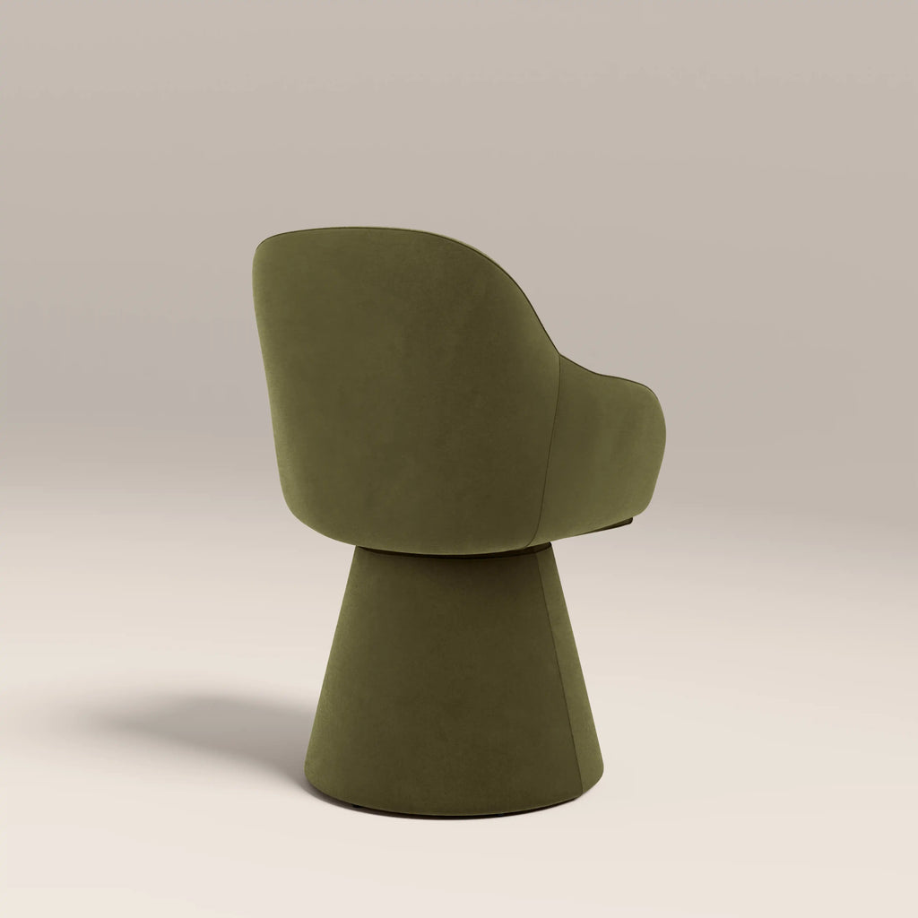 Herman Swivel Carver Dining Chair | Moss Green Sustainable Mohair Velvet