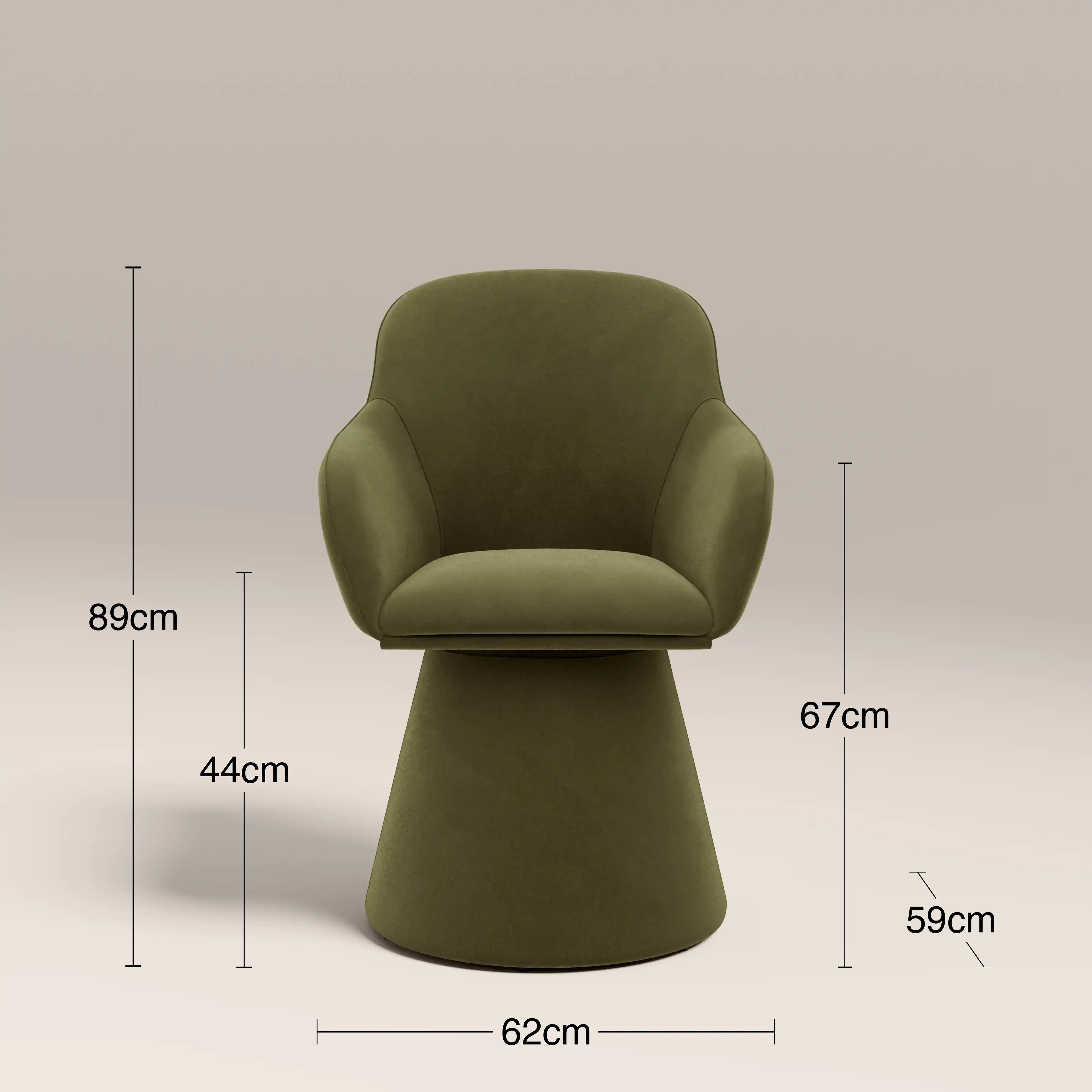 Herman Swivel Carver Dining Chair | Moss Green Sustainable Mohair Velvet