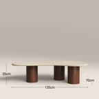 Brynleigh Curved Coffee Table | Natural Travertine Effect Stone & Walnut