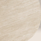 Brynleigh Curved Coffee Table | Natural Travertine Effect Stone & Walnut