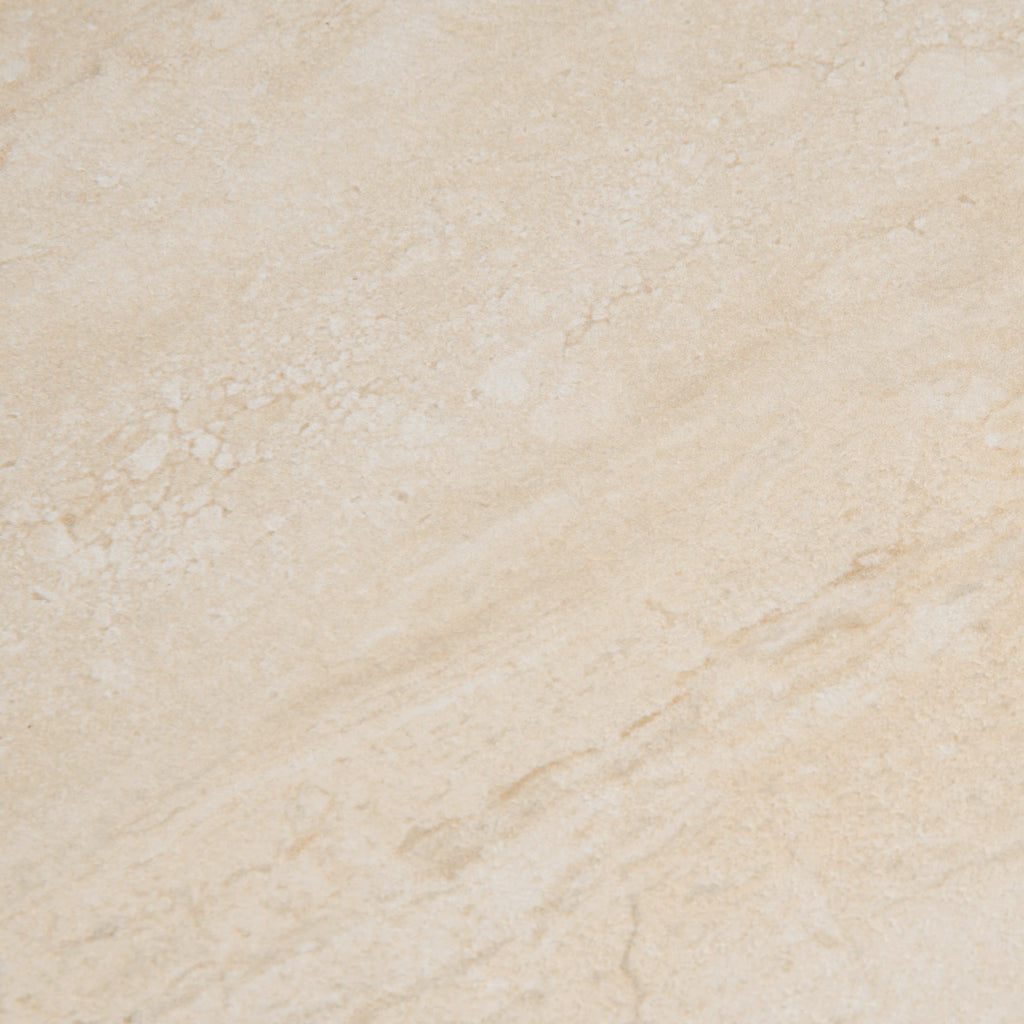 Everly Round Storage Side Table | Natural Travertine Effect Sintered Stone & Walnut