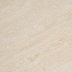 Everly Round Storage Side Table | Natural Travertine Effect Sintered Stone & Walnut