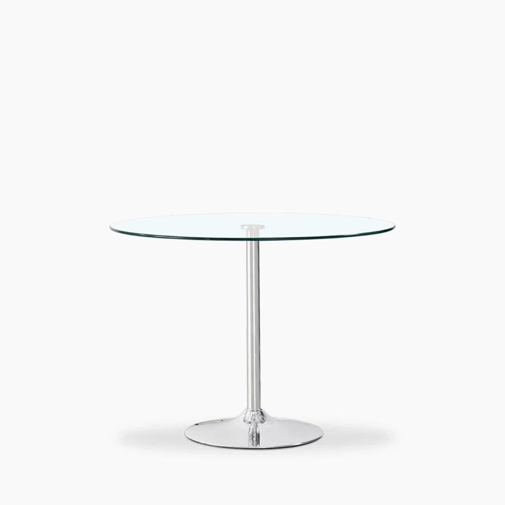 Ida 4 Seat Round Dining Table | Glass & Chrome