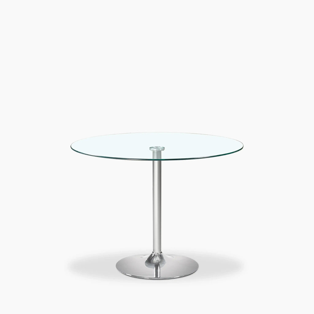 Ida 4 Seat Round Dining Table | Glass & Chrome