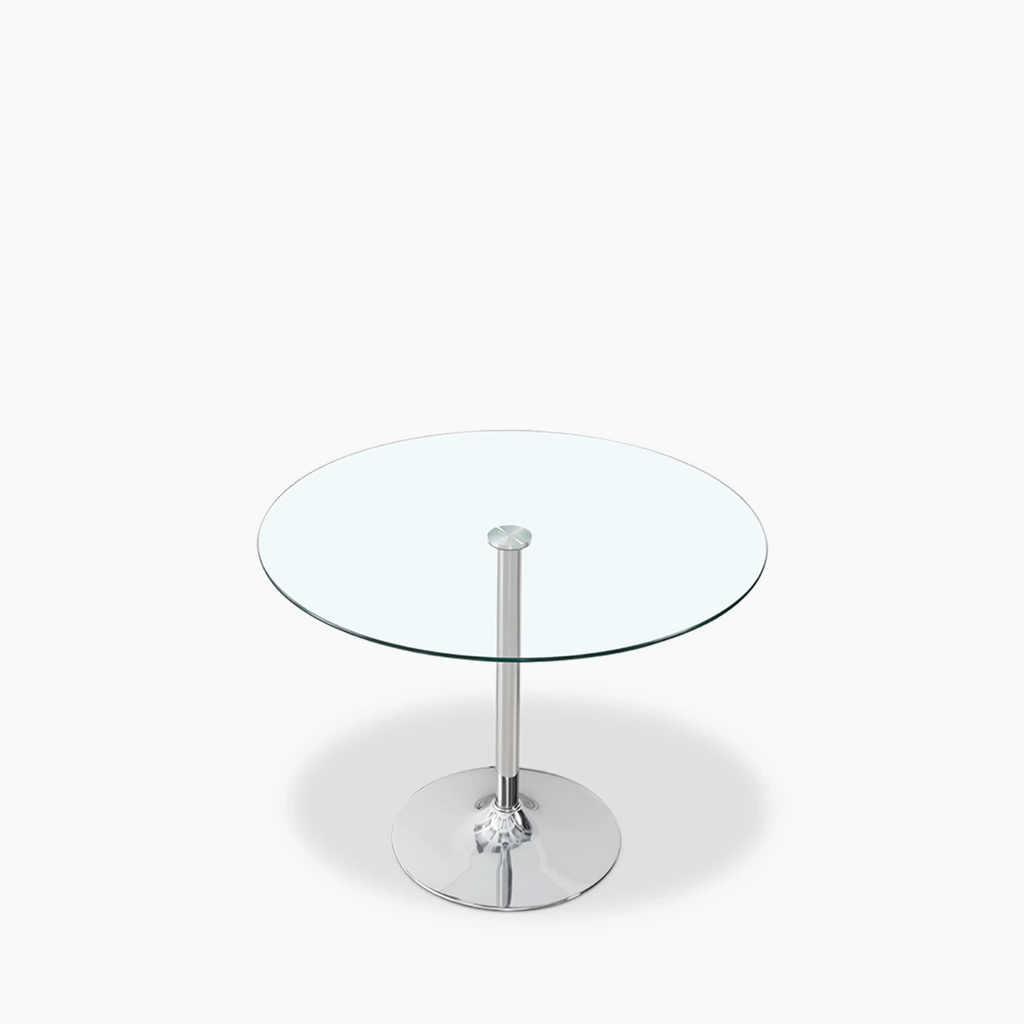 Ida 4 Seat Round Dining Table | Glass & Chrome