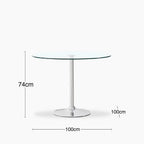 Ida 4 Seat Round Dining Table | Glass & Chrome