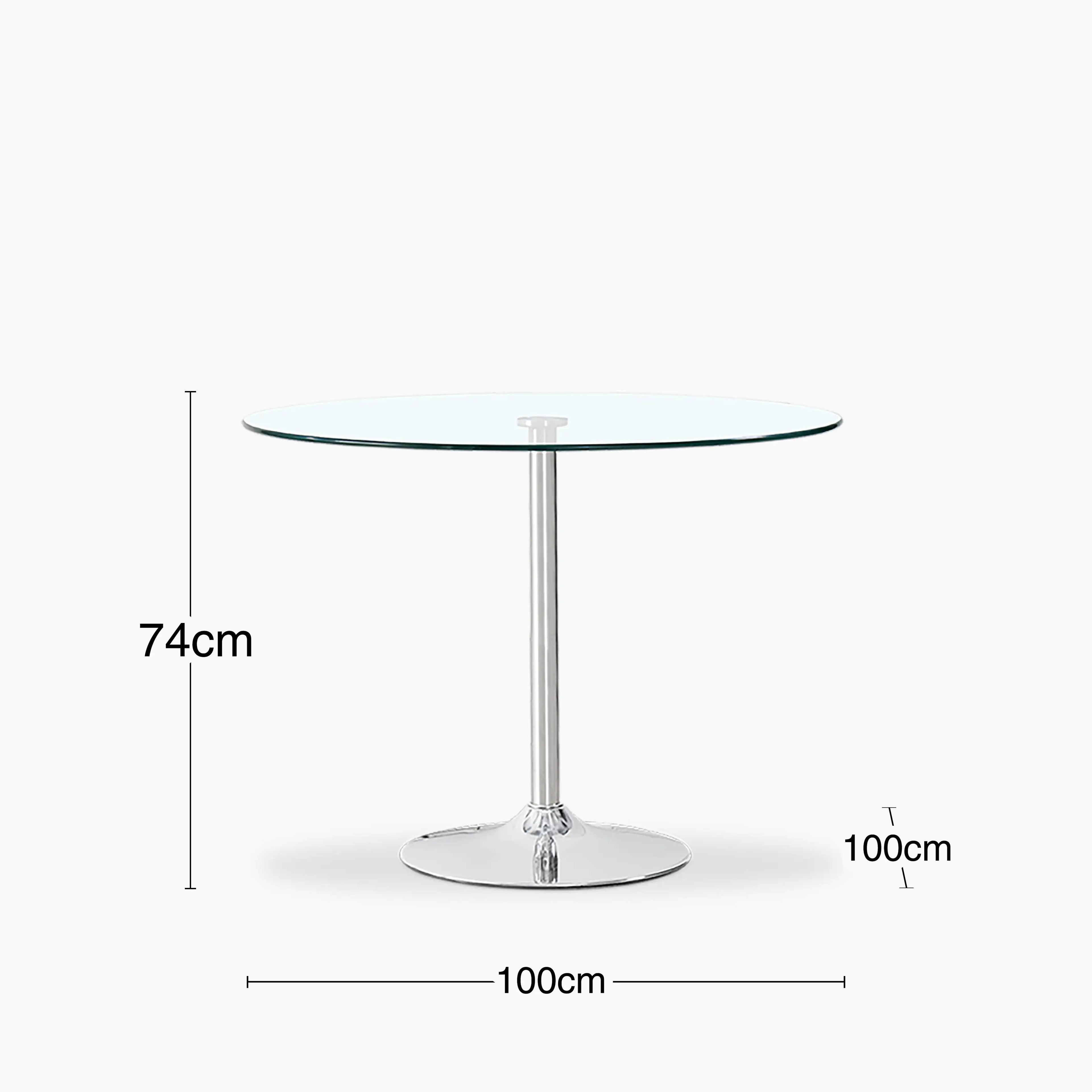 Ida 4 Seat Round Dining Table | Glass & Chrome