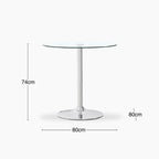 Ida 2 Seat Round Dining Table | Glass & Chrome