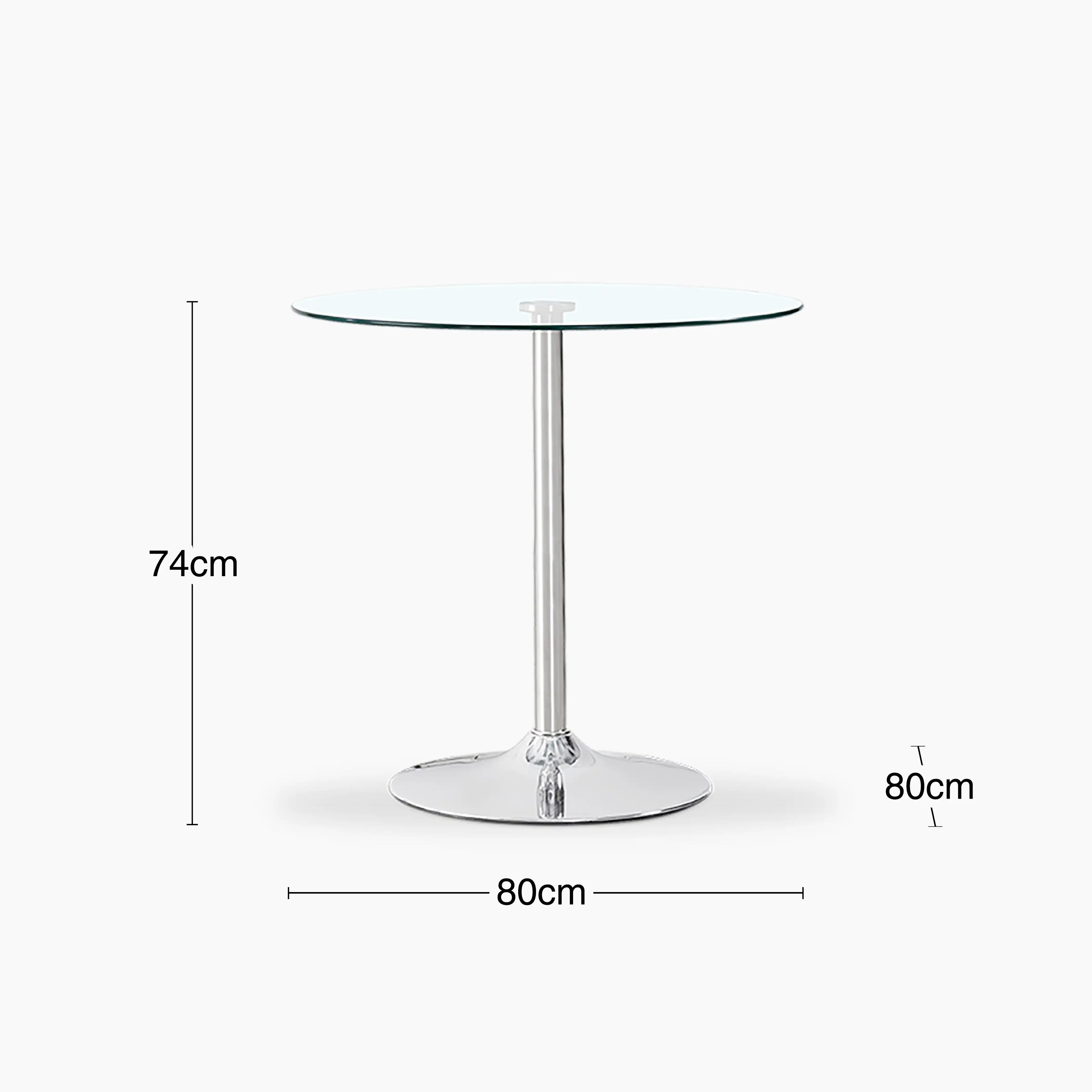 Ida 2 Seat Round Dining Table | Glass & Chrome