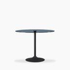 Ida 4 Seat Round Dining Table | Smoked Glass & Black