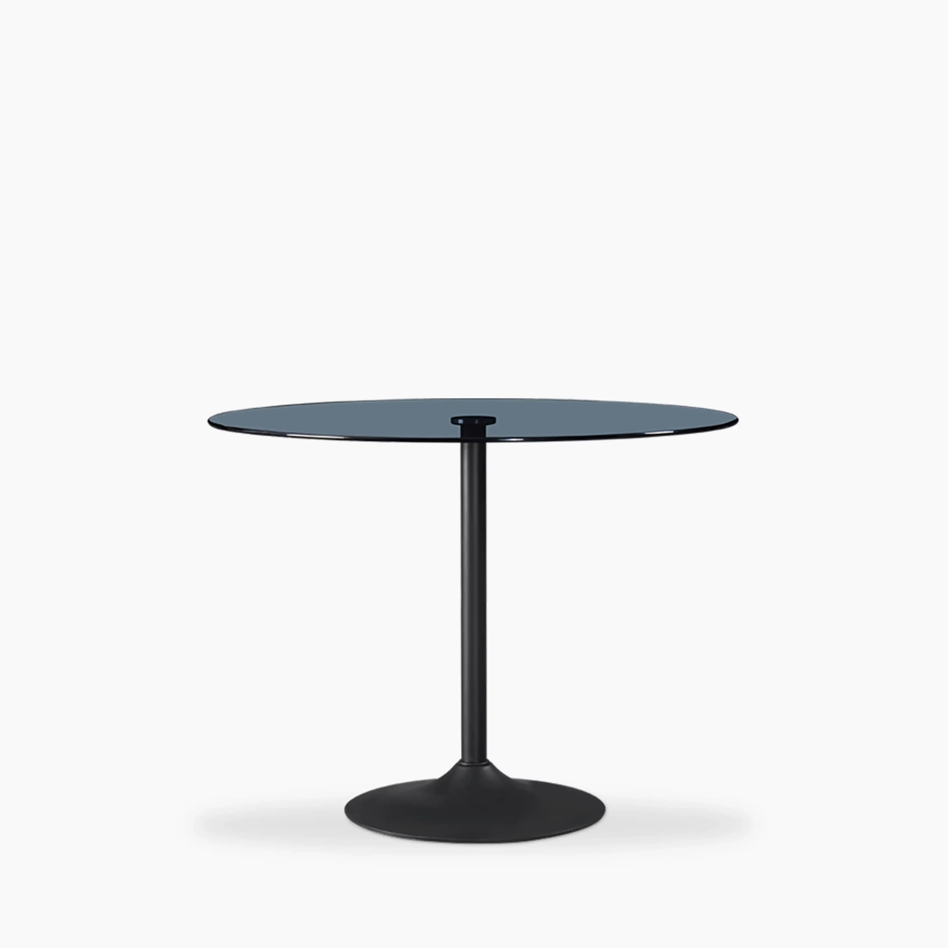 Ida 4 Seat Round Dining Table | Smoked Glass & Black