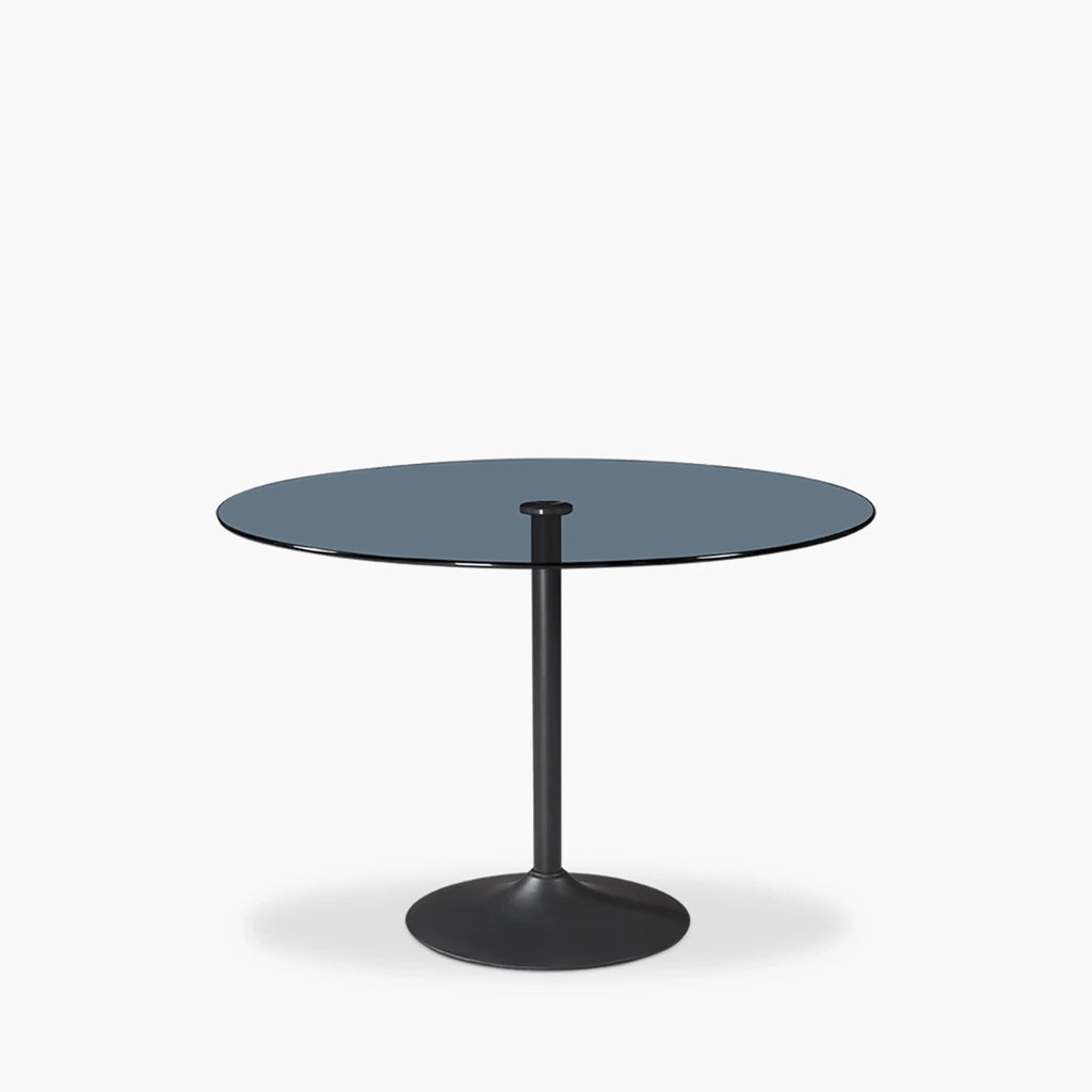 Ida 4 Seat Round Dining Table | Smoked Glass & Black