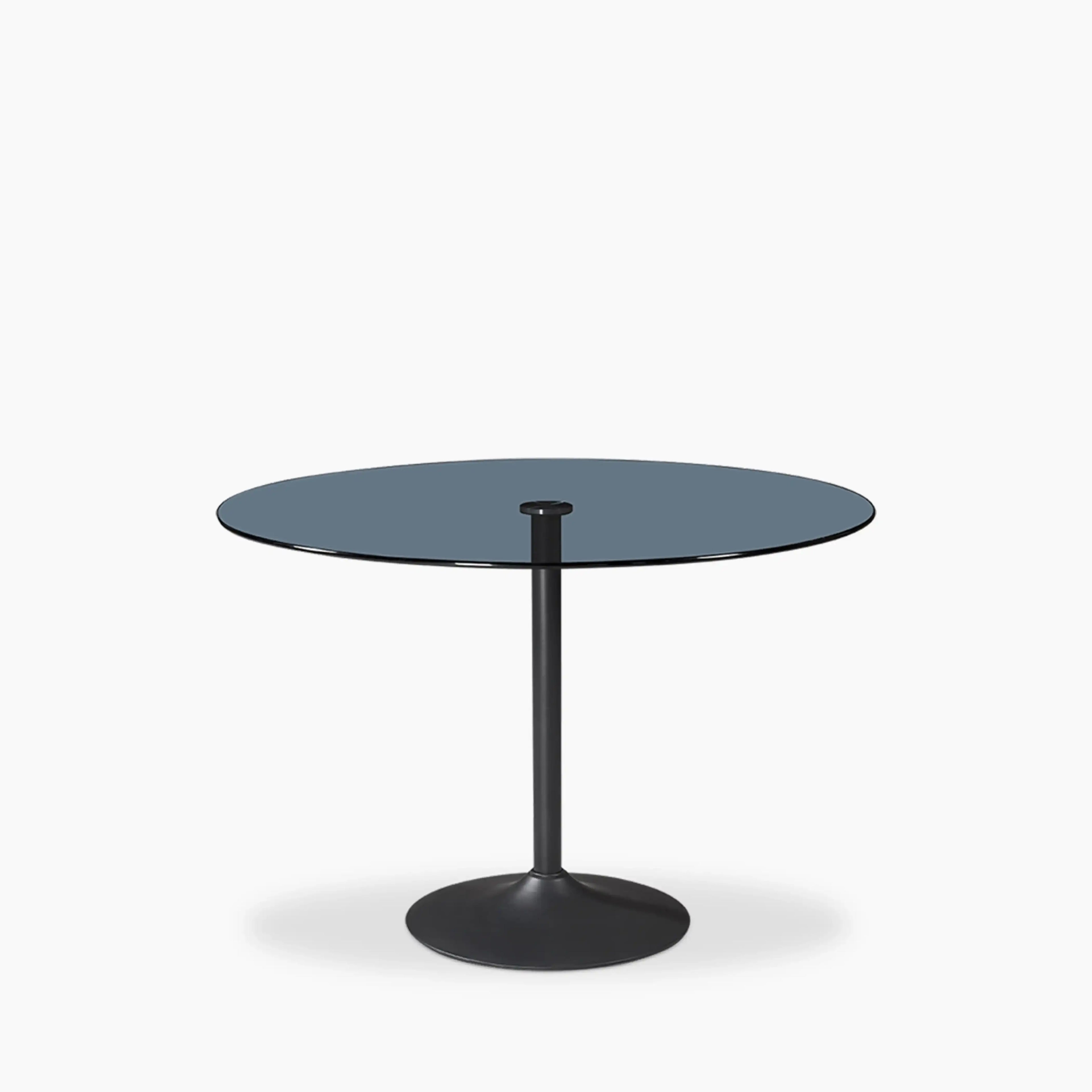 Ida 4 Seat Round Dining Table | Smoked Glass & Black