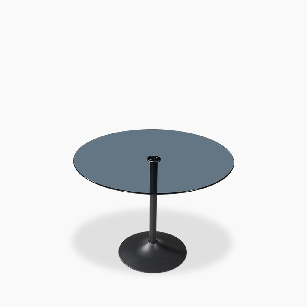 Ida 4 Seat Round Dining Table | Smoked Glass & Black
