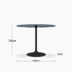 Ida 4 Seat Round Dining Table | Smoked Glass & Black