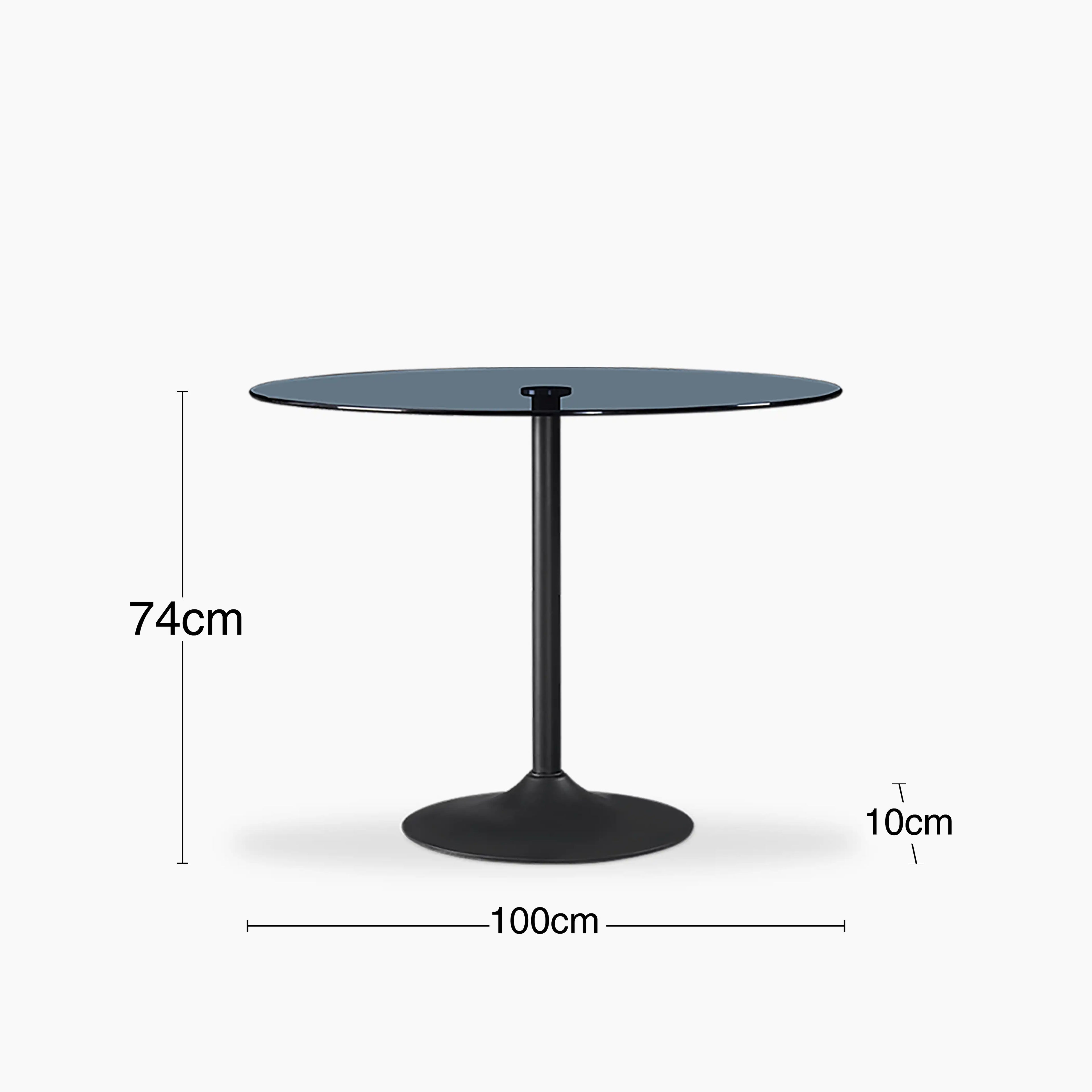 Ida 4 Seat Round Dining Table | Smoked Glass & Black