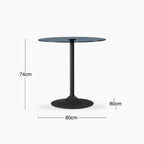 Ida 2 Seat Round Dining Table | Smoked Glass & Black