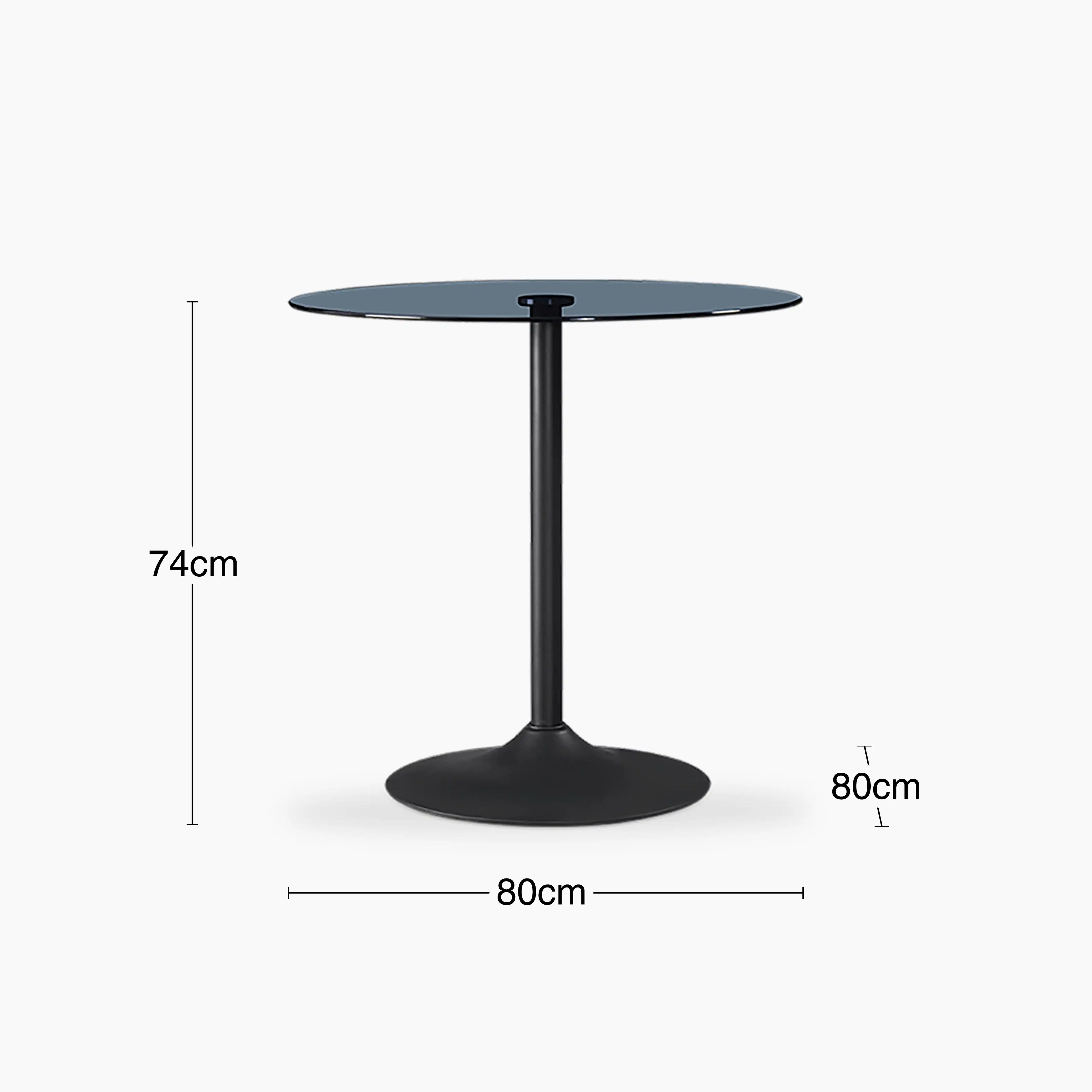 Ida 2 Seat Round Dining Table | Smoked Glass & Black